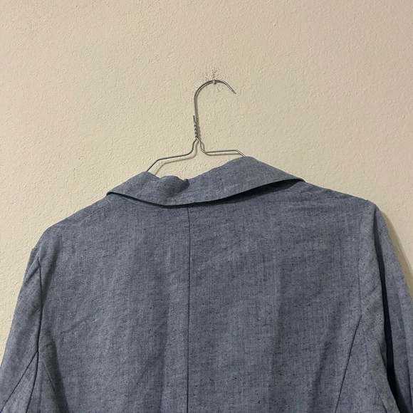 NWT Anthropologie DREW Navy Chambray Linen Blend Blazer Button V-Neck Women's S - Picture 5 of 8